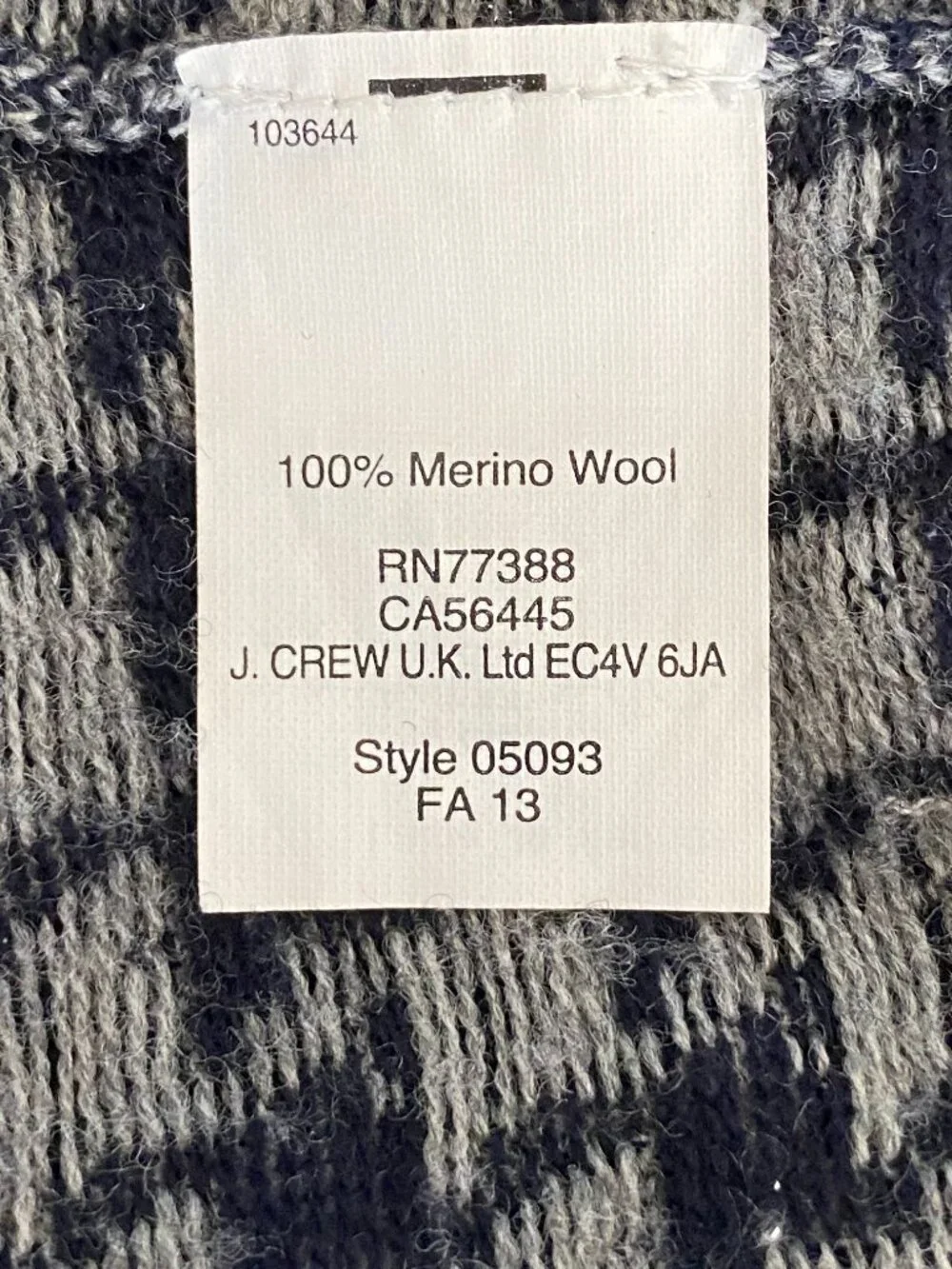 J Crew Houndstooth 100% Merino Wool Sweater Navy Gray Academia Old Money Prep-S